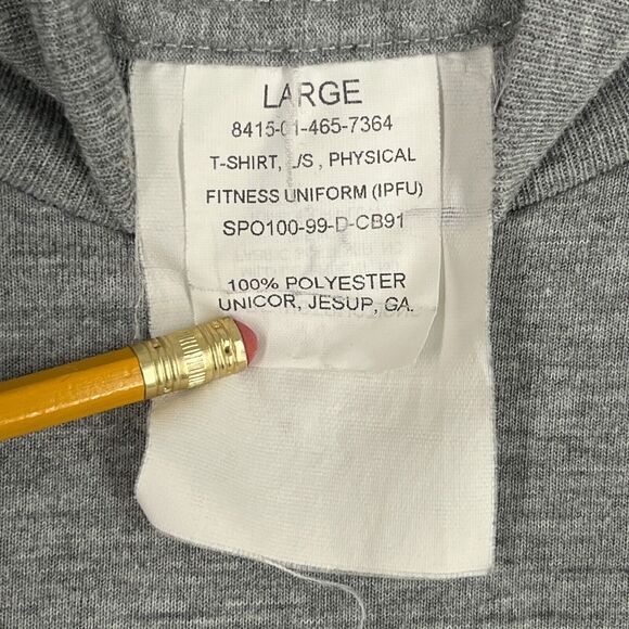 Army Shirt Mens Large Gray Militray Physical Fitness Uniform PFU Training VTG 99 - Picture 4 of 8